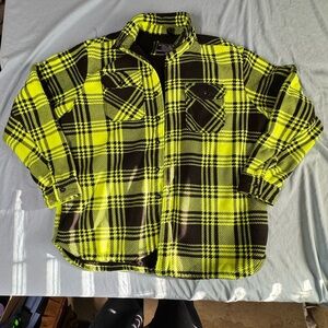 Lime and Black Plaid Flannel Shirt Sz XXL